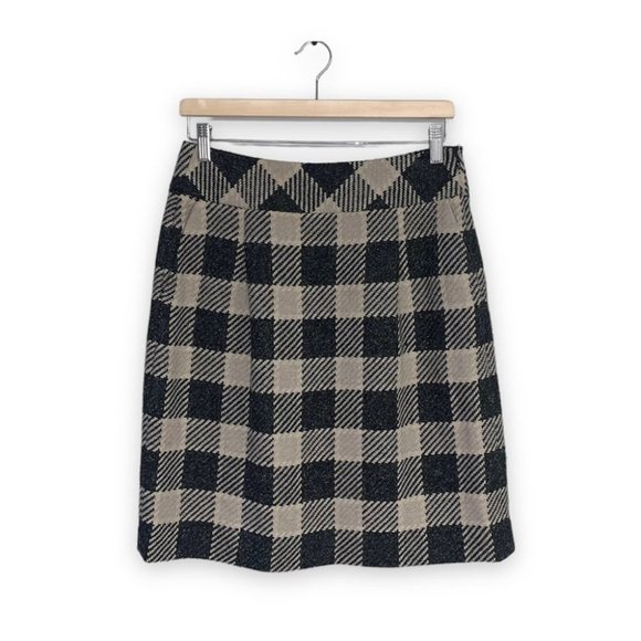 NWT Vintage Talbots Two Piece Skirt Jacket Buffalo Plaid Tan Black Size 6 Petite - Picture 3 of 16